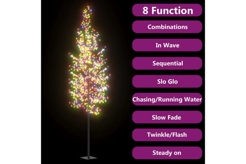 lystræ 400 cm 1200 LED'er kirsebærblomst flerfarvet lys - Sort - Plastik juletræ