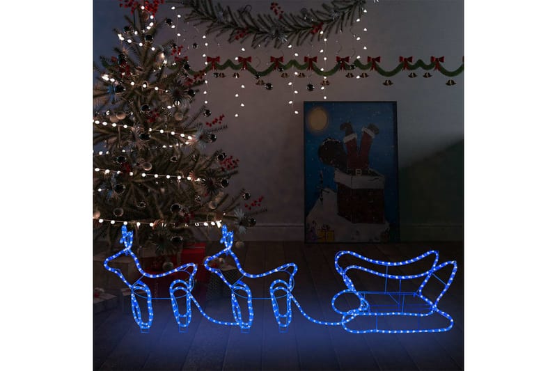 rensdyr og kane udendørs juledekoration 576 LED'er - Blå - Juelpynt og juledekoration