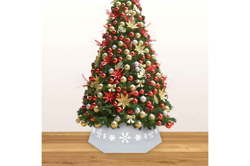 skjuler til juletræsfod 68x25 cm sølvfarvet og hvid - Sølv - Juelpynt og juledekoration - Juletræspynt & julekugler