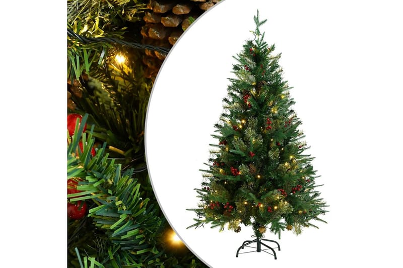 juletræ med LED-lys og grankogler 150 cm PVC & PE grøn - Boligtilbehør - Julepynt & højtidsdekorationer - Juelpynt og juledekoration