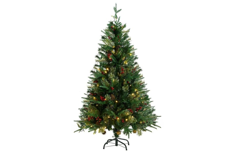 juletræ med LED-lys og grankogler 150 cm PVC & PE grøn - Boligtilbehør - Julepynt & højtidsdekorationer - Juelpynt og juledekoration