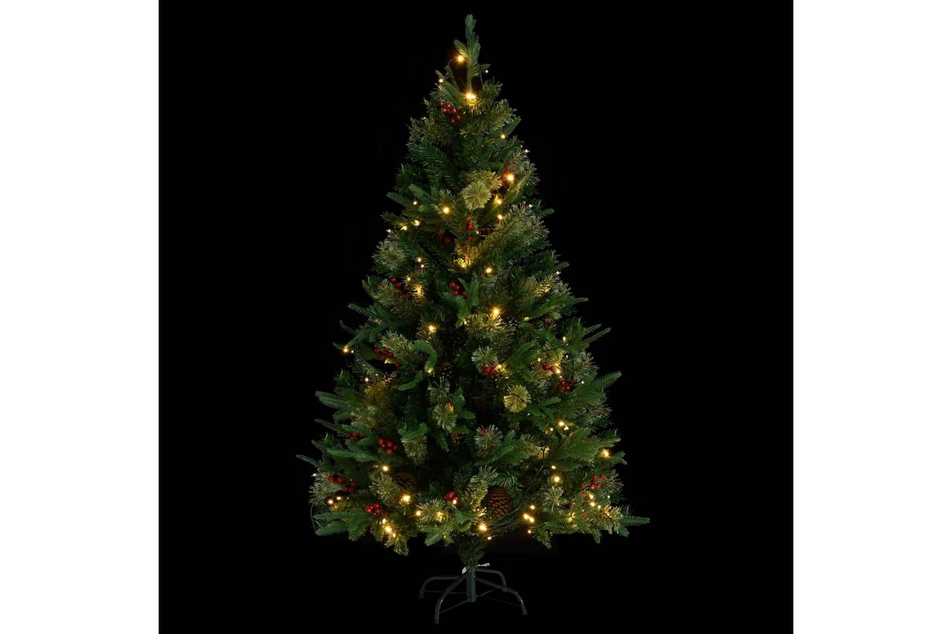 juletræ med LED-lys og grankogler 150 cm PVC & PE grøn - Boligtilbehør - Julepynt & højtidsdekorationer - Juelpynt og juledekoration