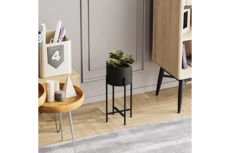 Dekorativ Potte Mirven Sort 23 x 23 x 48 cm - 23 x 23 x 48 cm - Boligtilbehør - Krukker