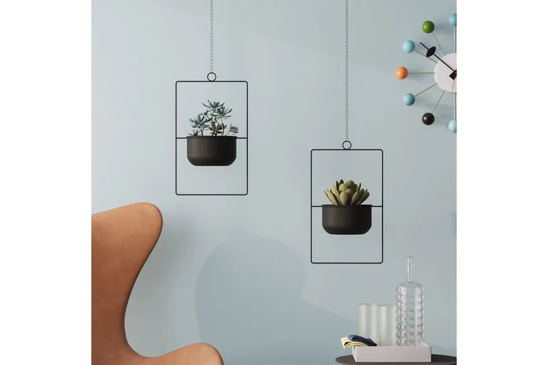 Dekorativ Potte Jathen Sort - Sort - Boligtilbehør - Krukker - Vægkrukke