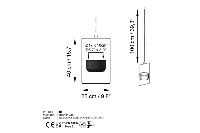 Dekorativ Potte Jathen Sort - Sort - Boligtilbehør - Krukker - Vægkrukke