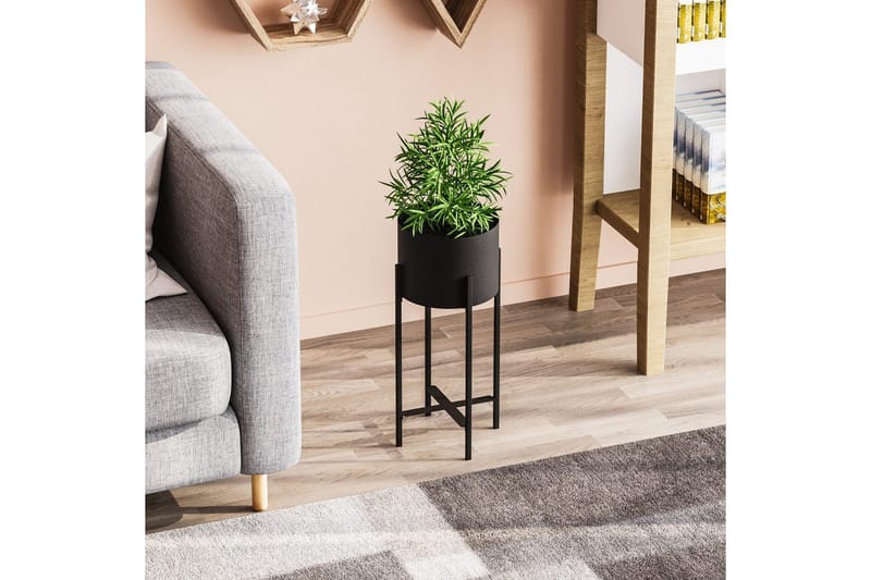 Dekorativ Potte Mirven Sort 23 x 23 x 48 cm - 23 x 23 x 48 cm - Boligtilbehør - Krukker