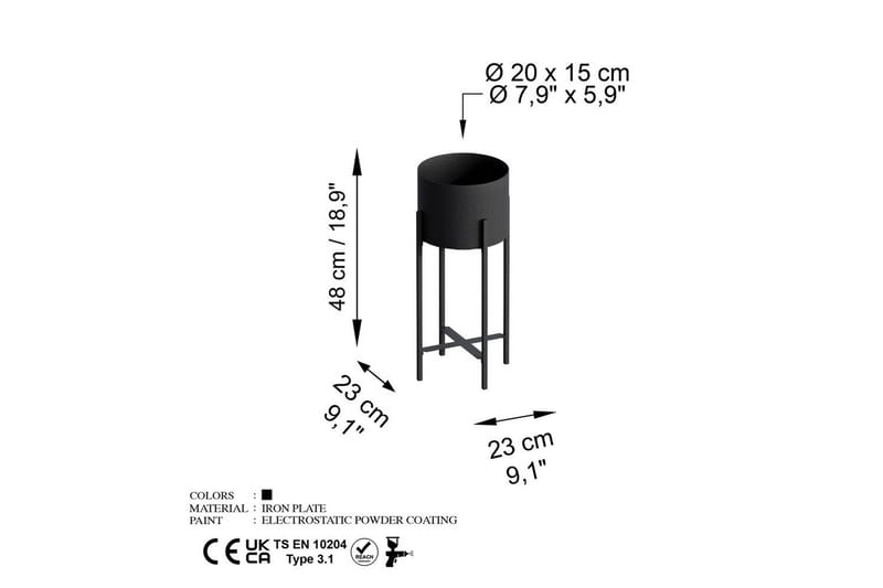 Dekorativ Potte Mirven Sort 23 x 23 x 48 cm - 23 x 23 x 48 cm - Boligtilbehør - Krukker