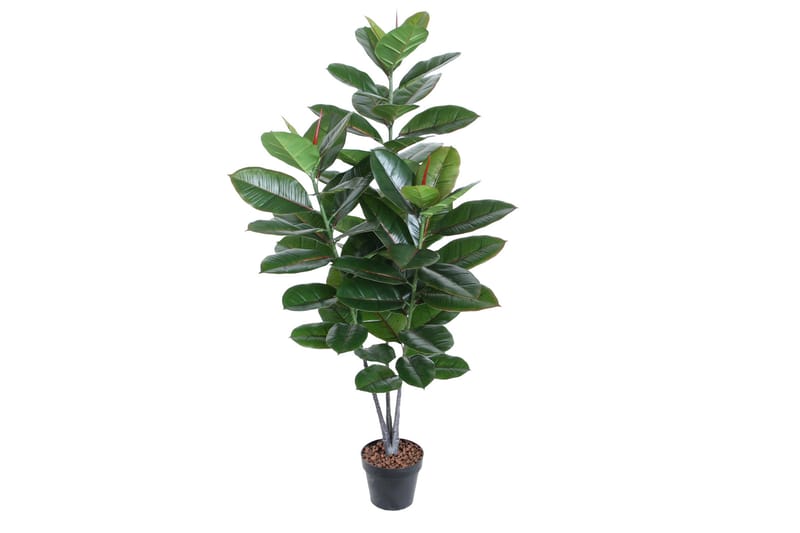 Grøn plante RUBBERPLANT H130cm 3 grene - Balkonblomster - Kunstige planter