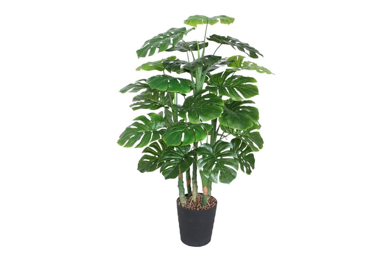 Grøn plante MONSTER H120cm 5 grene sort gryde - Balkonblomster - Kunstige planter