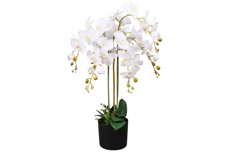 Kunstig Orkidéplante Med Urtepotte 75 Cm Hvid - Flerfarvet - Balkonblomster - Kunstige planter