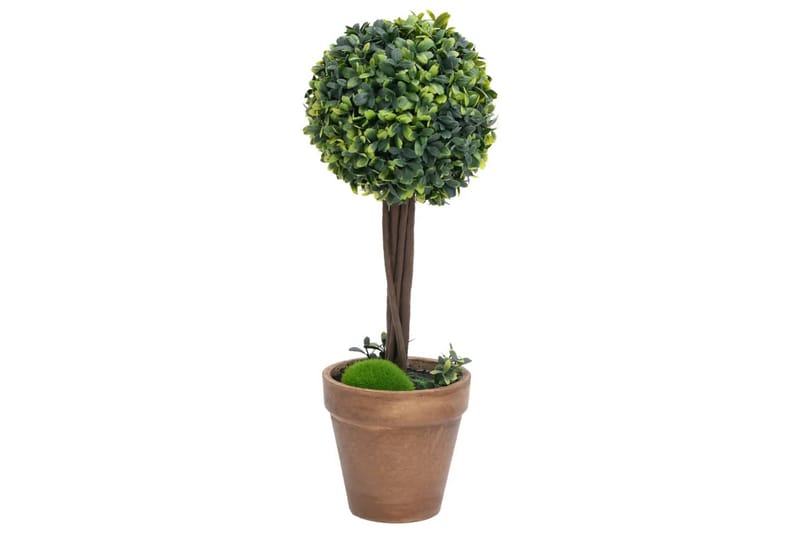 kunstige buksbom med krukker 2 stk. 33 cm kugleformet grøn - Grøn - Balkonblomster - Kunstige planter