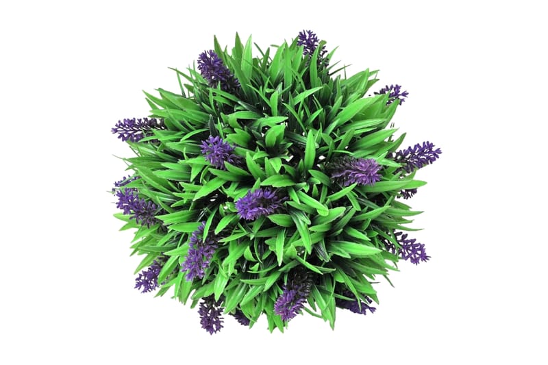 Sæt Med 2 Kunstige Buksbom-Kugler Med Lavendel 28 Cm - Grøn - Balkonblomster - Kunstige planter