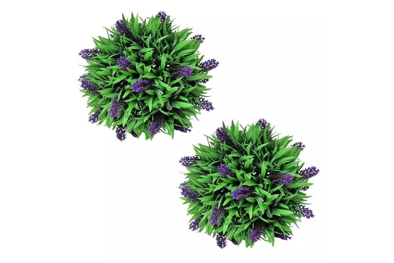 Sæt Med 2 Kunstige Buksbom-Kugler Med Lavendel 28 Cm - Grøn - Boligtilbehør - Kunstige planter