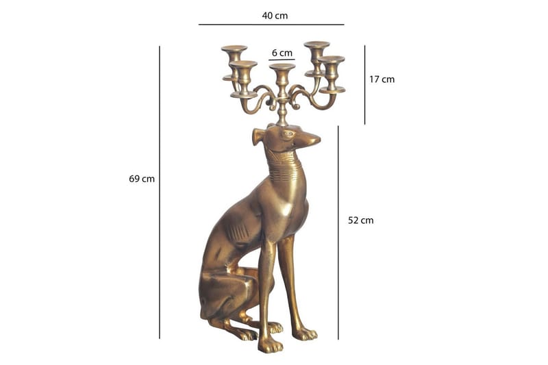 Dekorativ figur Wohnling Lysestage Greyhound Aluminium Moderne - Boligtilbehør - Lys & dufte - Lysestager & lanterner