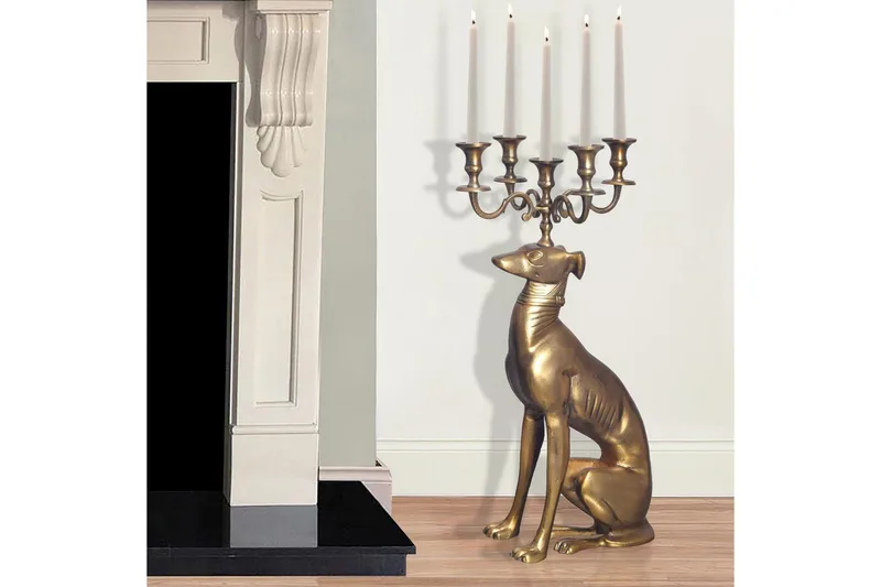 Dekorativ figur Wohnling Lysestage Greyhound Aluminium Moderne - Boligtilbehør - Lys & dufte - Lysestager & lanterner