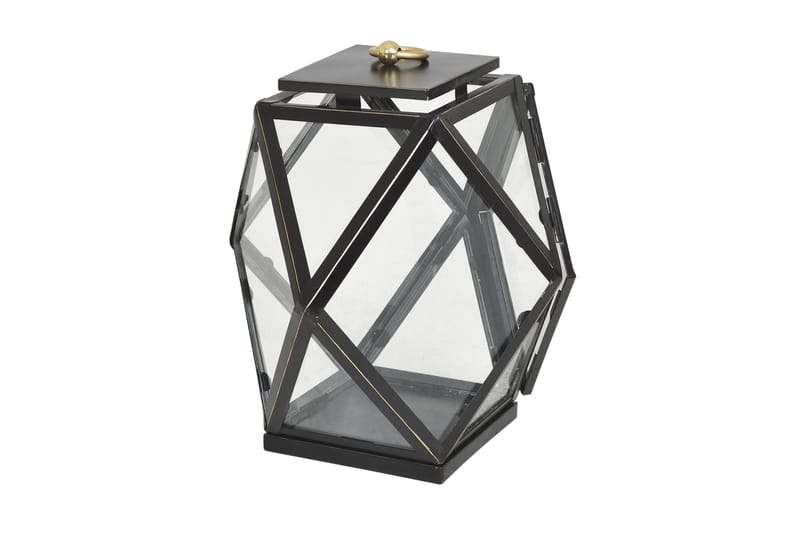 Gondia Lanterne 31 cm - Sort/Messing - Lysestager & lanterner - Dekoration