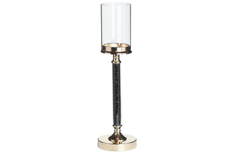 Ljusstake Beliani Abbeville Guld, 13x13x48 cm Black||GOLD - Boligtilbehør - Lys & dufte - Lysestager & lanterner - Kandelaber & lysestage bord