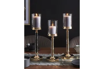 Ljusstake Beliani Abbeville Guld, 13x13x48 cm GOLD - Boligtilbehør - Lys & dufte - Lysestager & lanterner - Kandelaber & lysestage bord