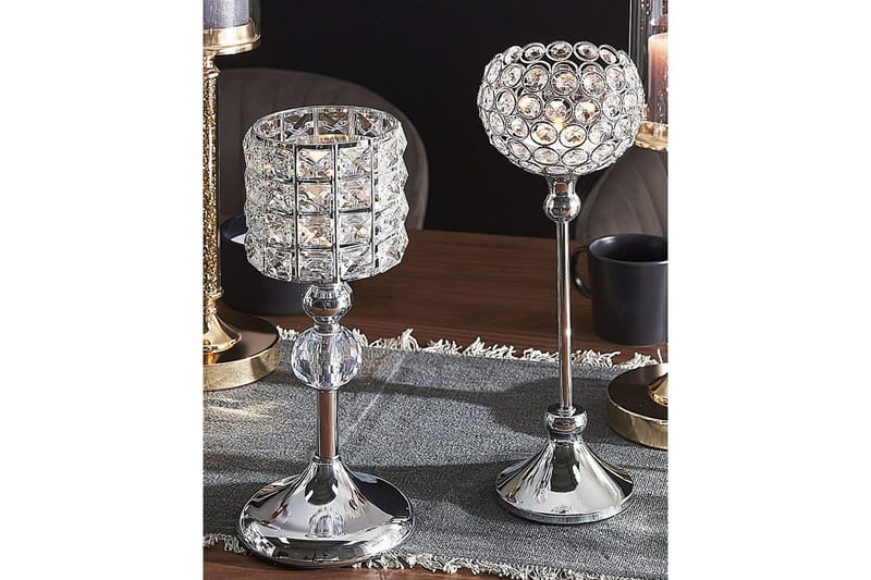 Ljusstake Beliani Esternay Silver - Boligtilbehør - Lys & dufte - Lysestager & lanterner - Kandelaber & lysestage bord