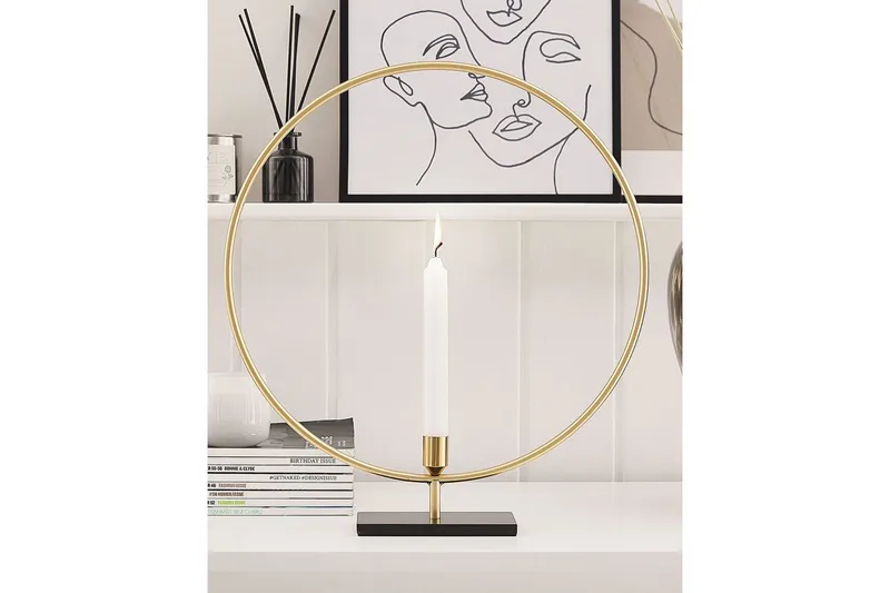 Ljusstake Beliani Seram GOLD||Black - Boligtilbehør - Lys & dufte - Lysestager & lanterner - Kandelaber & lysestage bord