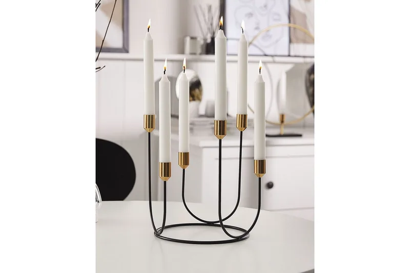 Ljusstake Beliani Panay Black||GOLD - Boligtilbehør - Lys & dufte - Lysestager & lanterner - Kandelaber & lysestage bord