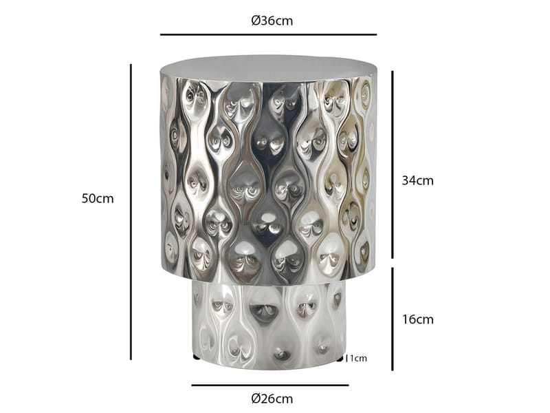 Melnor rundt sidebord 36 cm i aluminium - Sølv - Boligtilbehør - Lys & dufte - Lysestager & lanterner
