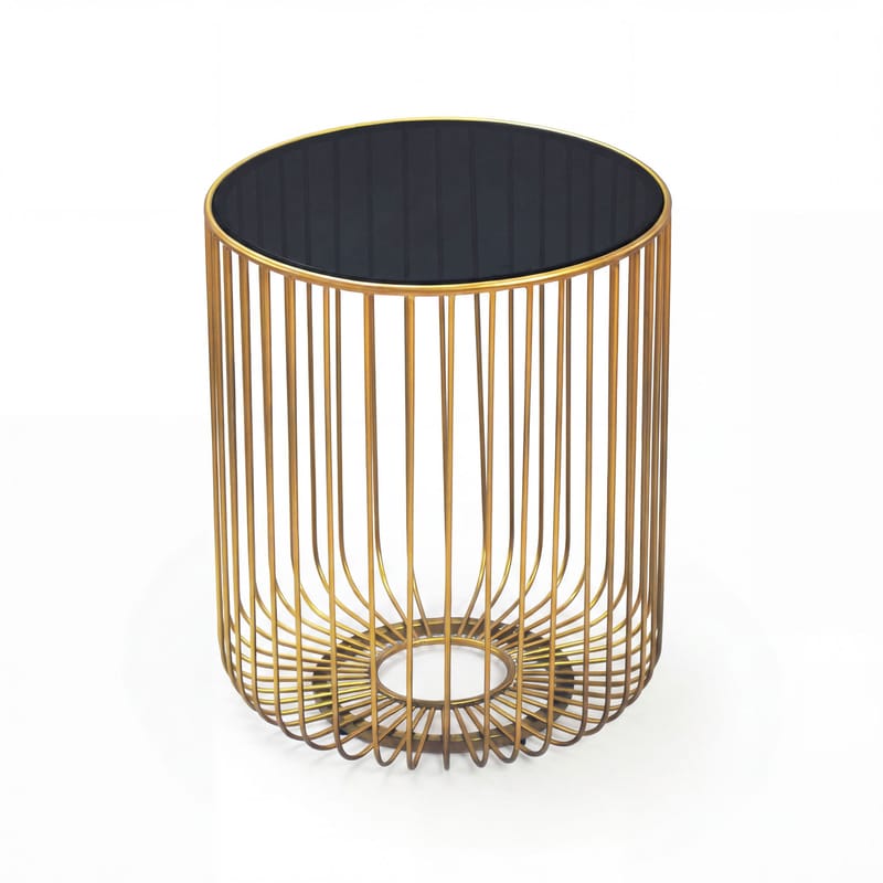 Nevran rundt sidebord 40 cm i glas og metal - Guld - Boligtilbehør - Lys & dufte - Lysestager & lanterner
