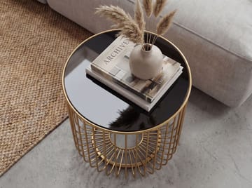 Nevran rundt sidebord 40 cm i glas og metal - Guld - Boligtilbehør - Lys & dufte - Lysestager & lanterner