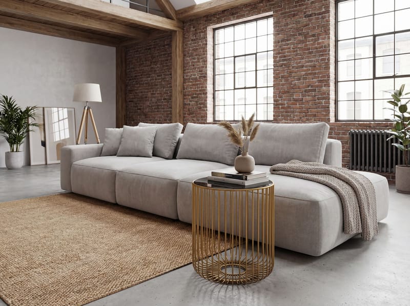 Nevran rundt sidebord 40 cm i glas og metal - Guld - Boligtilbehør - Lys & dufte - Lysestager & lanterner