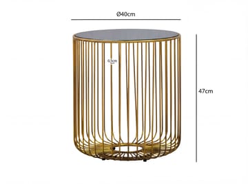 Nevran rundt sidebord 40 cm i glas og metal - Guld - Boligtilbehør - Lys & dufte - Lysestager & lanterner