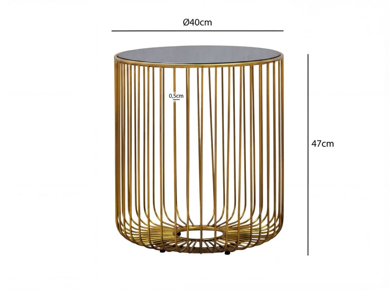 Nevran rundt sidebord 40 cm i glas og metal - Guld - Boligtilbehør - Lys & dufte - Lysestager & lanterner