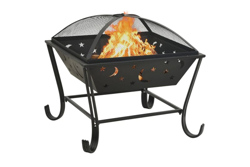 Bålfad Med Ildrager 62 cm xxl Stål - Sort - Boligtilbehør - Pejse - Kamin - Brændeovn