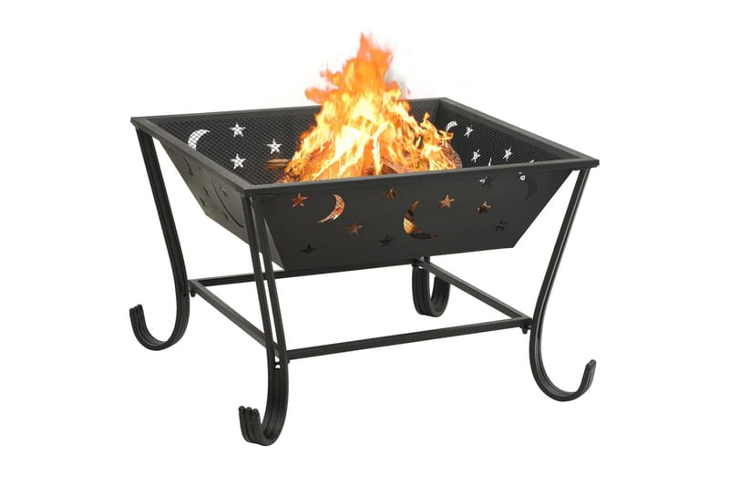 Bålfad Med Ildrager 62 cm xxl Stål - Sort - Boligtilbehør - Pejse - Kamin - Brændeovn