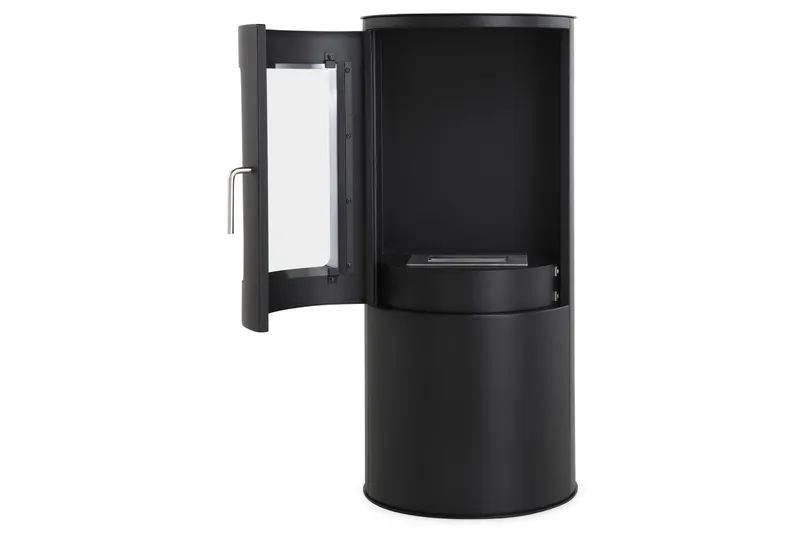 Corbo Fritstående Rund Bioethanolpejs 96x44x30 cm i Stål og glas - Sort - Boligtilbehør - Pejse - Pejs uden skorsten - Biopejse