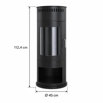 Corbo fritstående rund ethanolpejs 112x45x45 cm i glas og rustfrit stål - Sort - Boligtilbehør - Pejse - Pejs uden skorsten - Biopejse