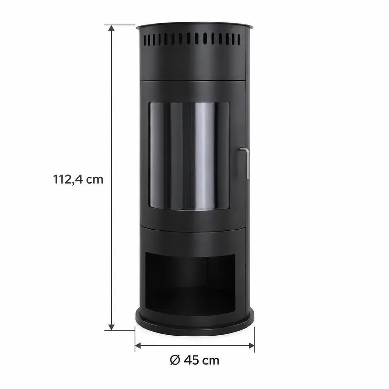 Corbo fritstående rund ethanolpejs 112x45x45 cm i glas og rustfrit stål - Sort - Boligtilbehør - Pejse - Pejs uden skorsten - Biopejse
