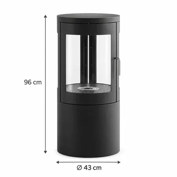 Corbo fritstående rund ethanolpejs 95x45x45 cm i glas og rustfrit stål - Sort - Boligtilbehør - Pejse - Pejs uden skorsten - Biopejse