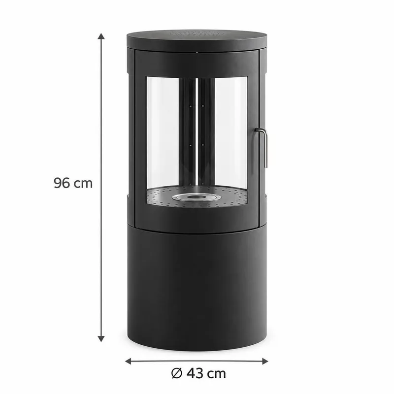 Corbo fritstående rund ethanolpejs 95x45x45 cm i glas og rustfrit stål - Sort - Boligtilbehør - Pejse - Pejs uden skorsten - Biopejse