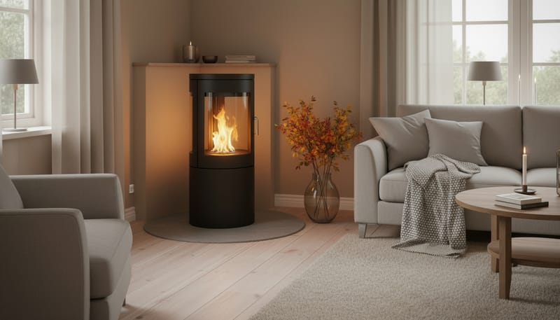 Corbo Fritstående Rund Ethanolpejs 95x45x45 cm i Glas og Rustfrit stål - Sort - Boligtilbehør - Pejse - Pejs uden skorsten - Biopejse