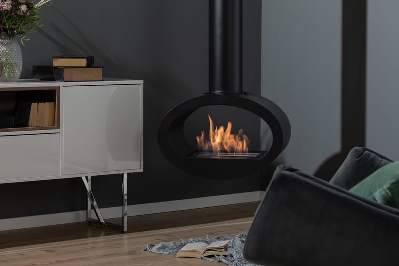 Mauro Vægmonteret Ethanolpejs 190x60x40 cm i Stål - Sort - Boligtilbehør - Pejse - Pejs uden skorsten - Biopejse