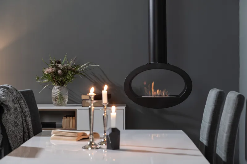 Mauro Vægmonteret Ethanolpejs 190x60x40 cm i Stål - Sort - Boligtilbehør - Pejse - Pejs uden skorsten - Biopejse