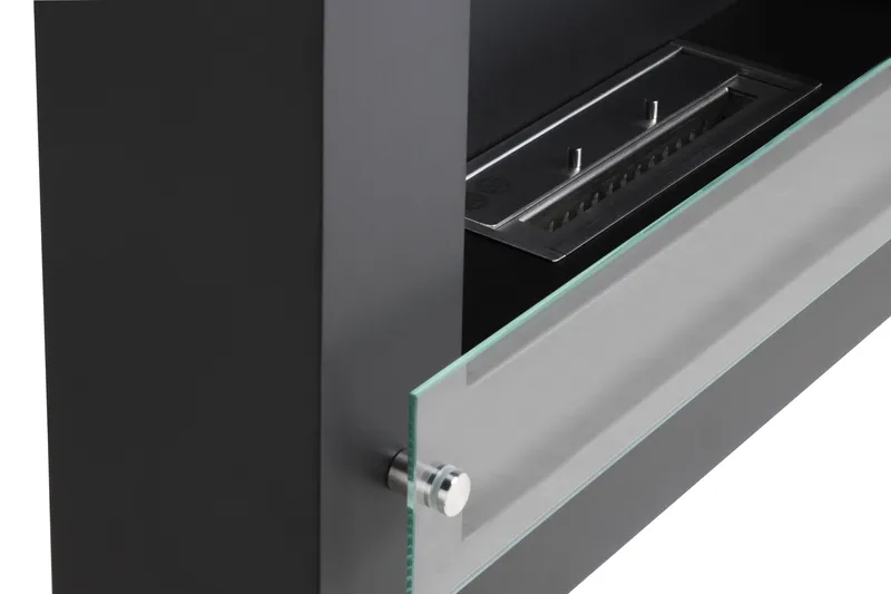 Vitalis Kamin Bioethanol Væghængt - Sort/Rustfri Stål/Glas - Boligtilbehør - Pejse - Pejs uden skorsten - Biopejse