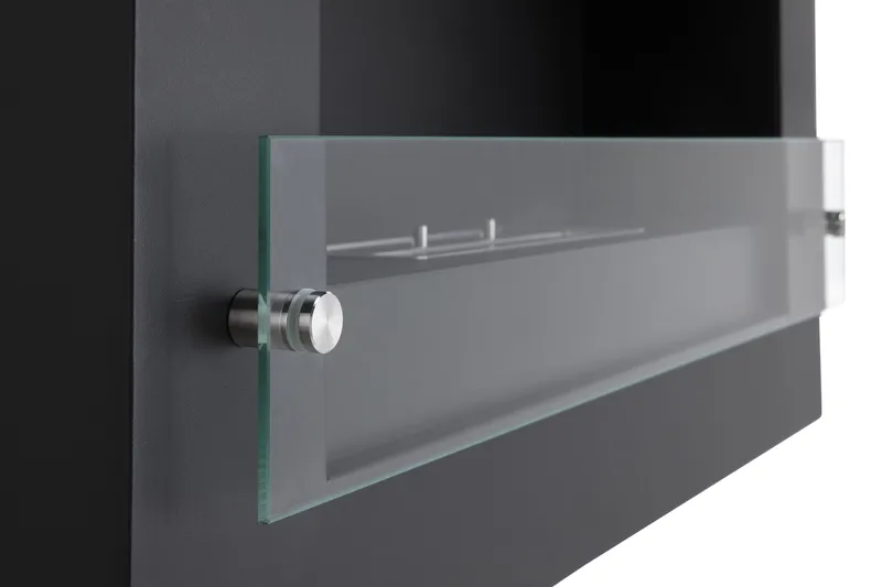 Vitalis Kamin Bioethanol Væghængt - Sort/Rustfri Stål/Glas - Boligtilbehør - Pejse - Pejs uden skorsten - Biopejse