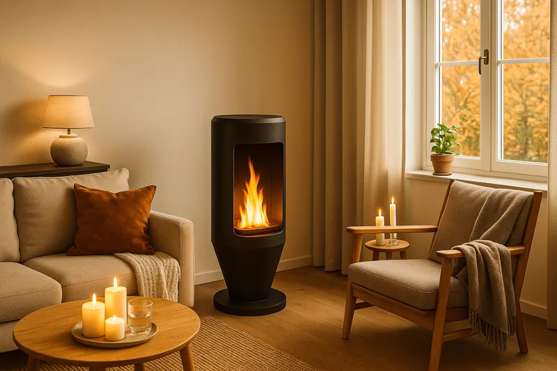 Corbo Fritstående Rund Ethanolpejs 83x40x40 cm i Stål - Sort - Boligtilbehør - Pejse - Pejs uden skorsten - Biopejse