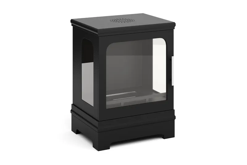 Corbo Lille Fritstående Rektangulær Ethanolpejs 59x35x45 cm i Stål og Glas, Sort