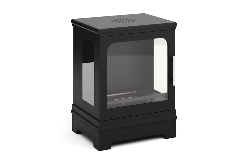 Corbo Lille Fritstående Rektangulær Ethanolpejs 59x35x45 cm i Stål og Glas, Sort