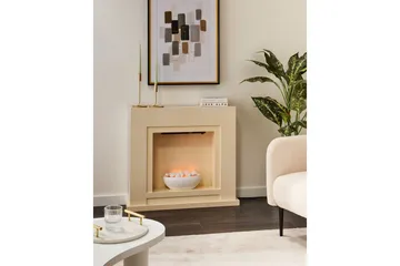 Elektrisk eldstad Beliani Sahara Beige||White - Boligtilbehør - Pejse - Pejs uden skorsten - Elpejse
