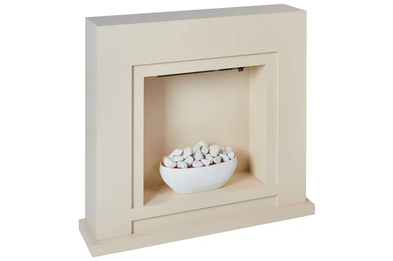 Elektrisk eldstad Beliani Sahara Beige||White - Boligtilbehør - Pejse - Pejs uden skorsten - Elpejse