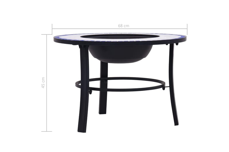 Bålfad Med Mosaikdesign 68 Cm Keramisk Blå Og Hvid - Blå - Boligtilbehør - Pejse - Udendørspejs & ildsted