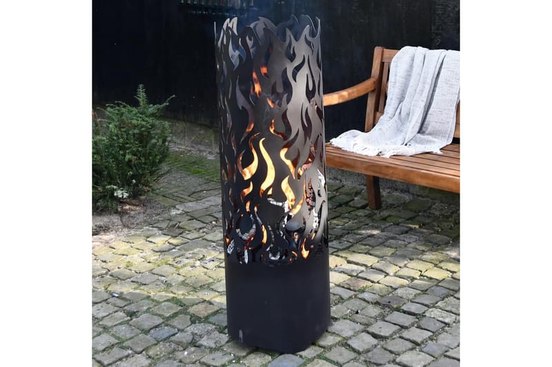 Esschert Design bålkurv Flames kulstofstål sort FF408 - Sort - Udendørspejs & ildsted